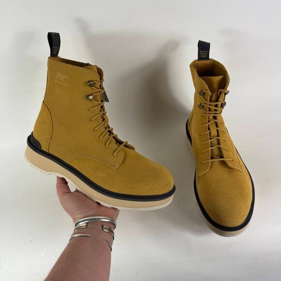 Sorel Hi-Line Boots Women's 9 Yellow Suede Waterproof Lace UP Ankle Shoes - Picture 1 of 9